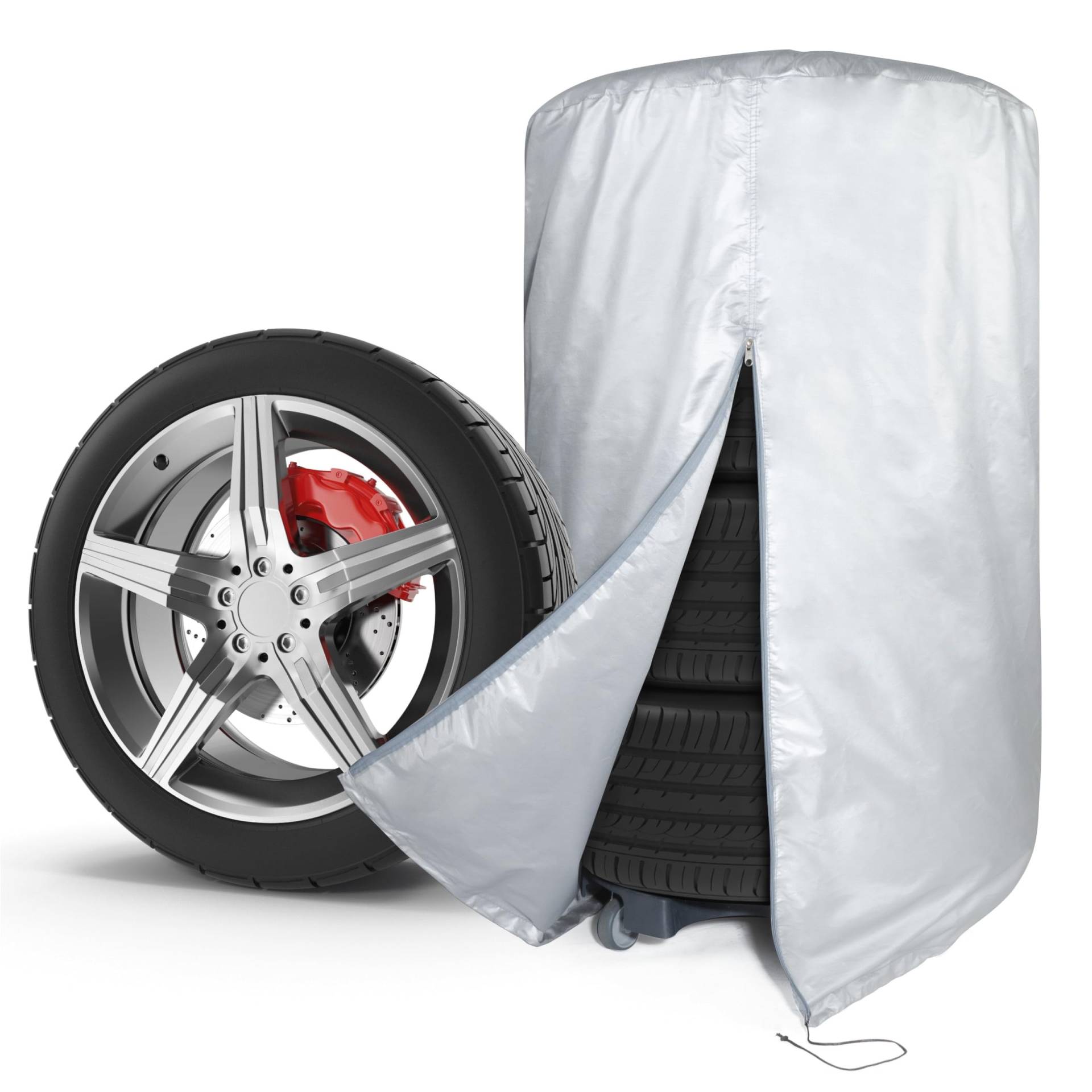 WALSER Auto Reifentasche, Autoreifen Aufbewahrung für 4 Reifen, Autoreifen Hülle, Autoreifen Tasche, Reifen Aufbewahrung, Reifen Hülle, Reifen Sack für Reifen Lagerung, Reifen Tasche silber 15-16 Zoll von Walser