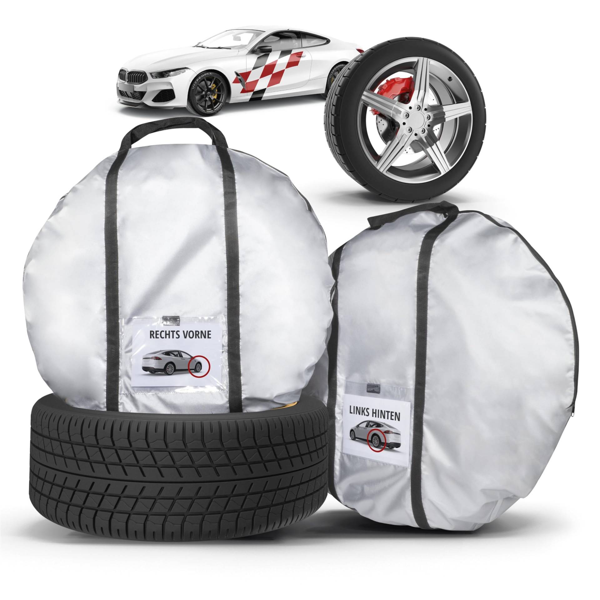 Walser Premium Reifentaschen Set 2-teilig, 100% UV-beständige Reifen Aufbewahrungstasche, Reifen-Schutz Tasche für Indoor/Outdoor Lagerung, wasserdichter Reifensack Größe L für 2 Reifen 17-18 Zoll von Walser