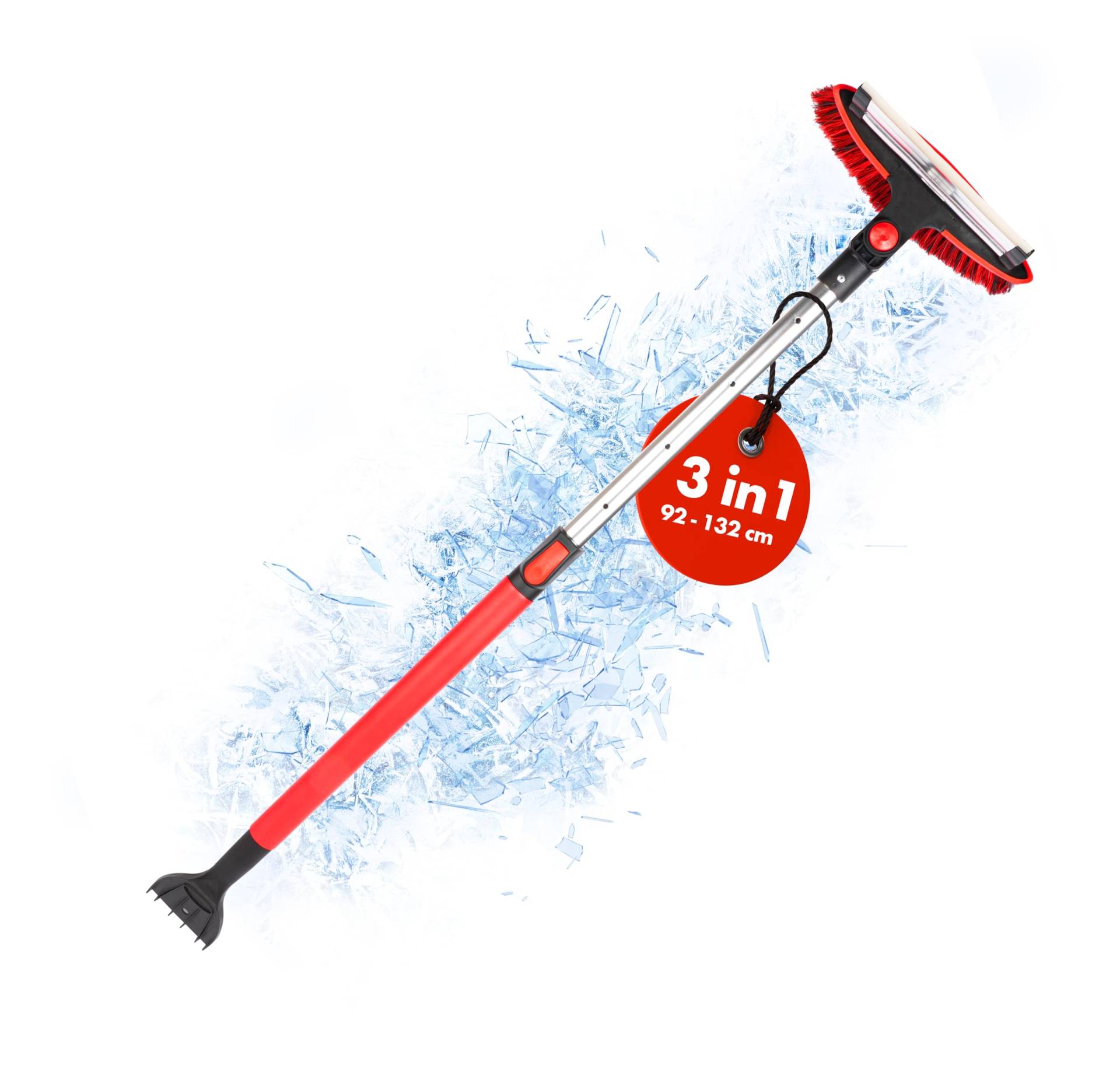Walser Schneebesen 3in1 mit Eiskratzer teleskopierbar, Eisschaber mit Teleskopstange, Schneefeger ausziehbar 92-132 cm rot/schwarz Walser Schneebesen 3in1 mit Eiskratzer teleskopierbar, Eisschaber mit Teleskopstange, Schneefeger ausziehbar 92-132 cm rot/schwarz von Walser