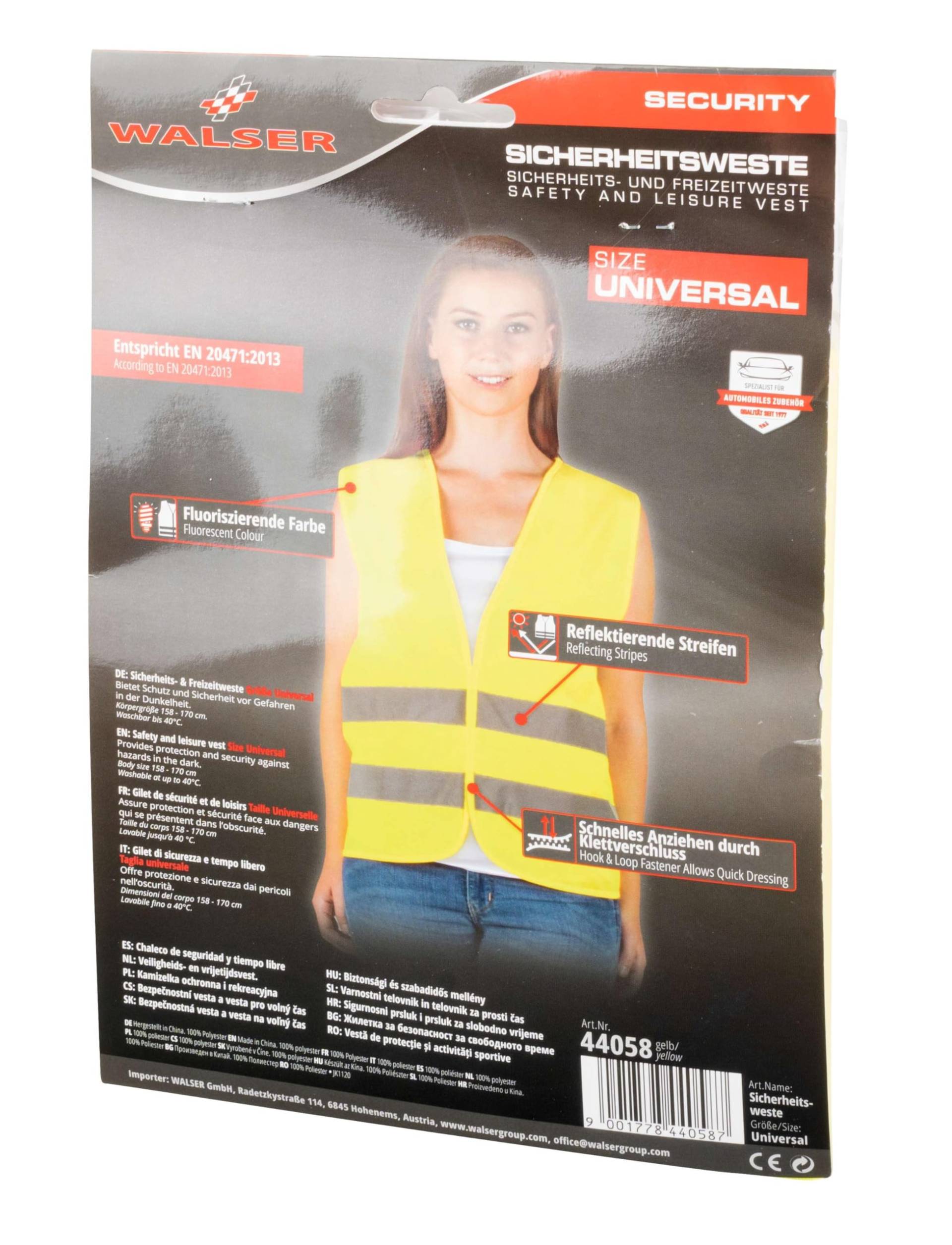 Walser Sicherheitsweste, Warnweste in Universalgröße für Erwachsene, Reflektorweste, Warnweste PKW, Auto-Warnweste reflektierend, Pannenweste gelb Walser Sicherheitsweste, Warnweste in Universalgröße für Erwachsene, Reflektorweste, Warnweste PKW, Auto-Warnweste reflektierend, Pannenweste gelb von Walser