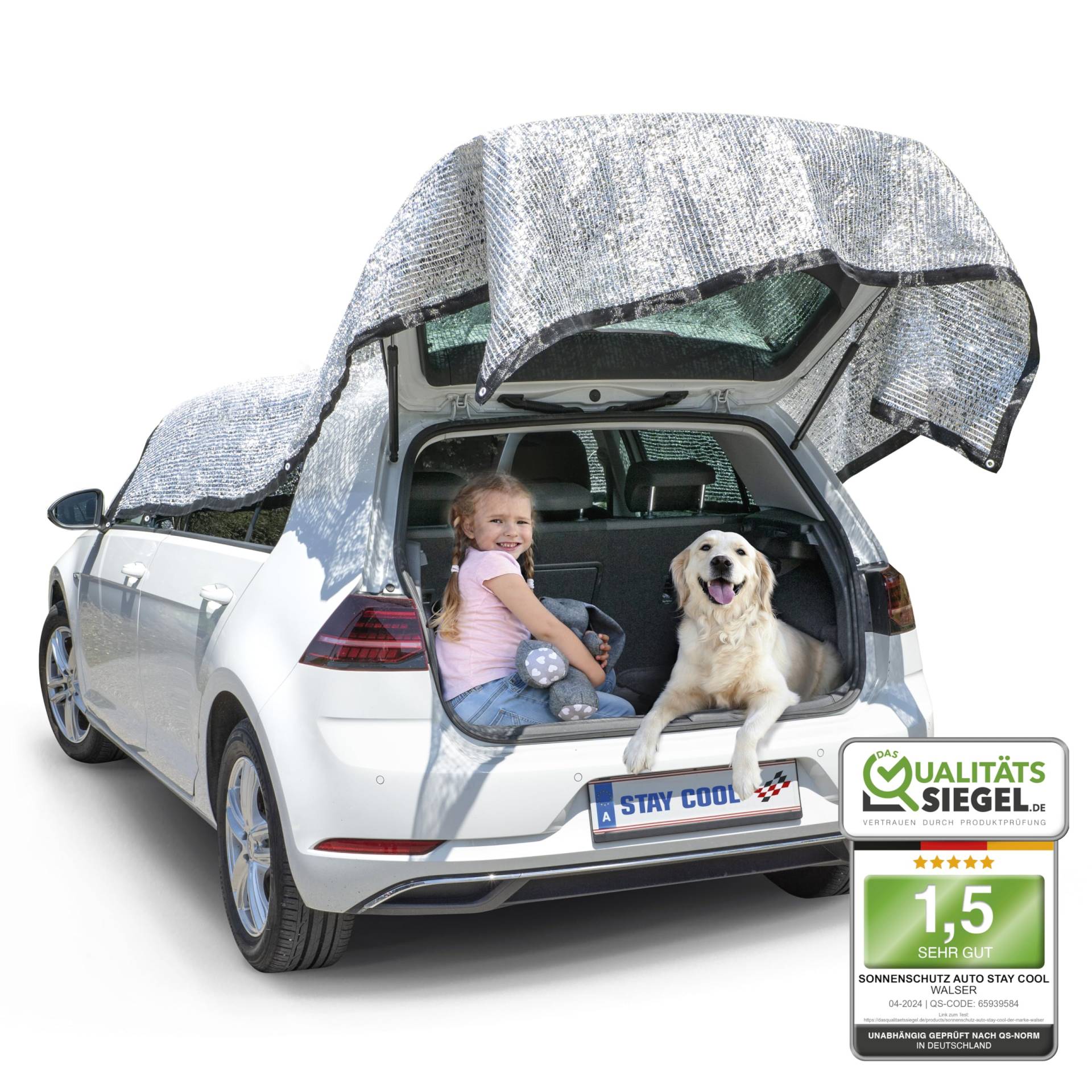 WALSER Premium Sonnenschutz Auto Stay Cool Sonnensegel 4x6m Auto Sonnenschutznetz mit UV-Schutz Camping Zubehör Auto Sonnenschutz Auto Camping Sonnensegel mit Ösen Beschattung für Terrassenüberdachung von Walser