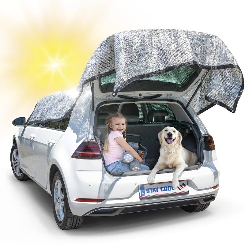 WALSER Premium Sonnenschutz Auto Stay Cool Sonnensegel 4x6m Auto Sonnenschutznetz mit UV-Schutz Camping Zubehör Auto Sonnenschutz Auto Camping Sonnensegel mit Ösen Beschattung für Terrassenüberdachung von Walser