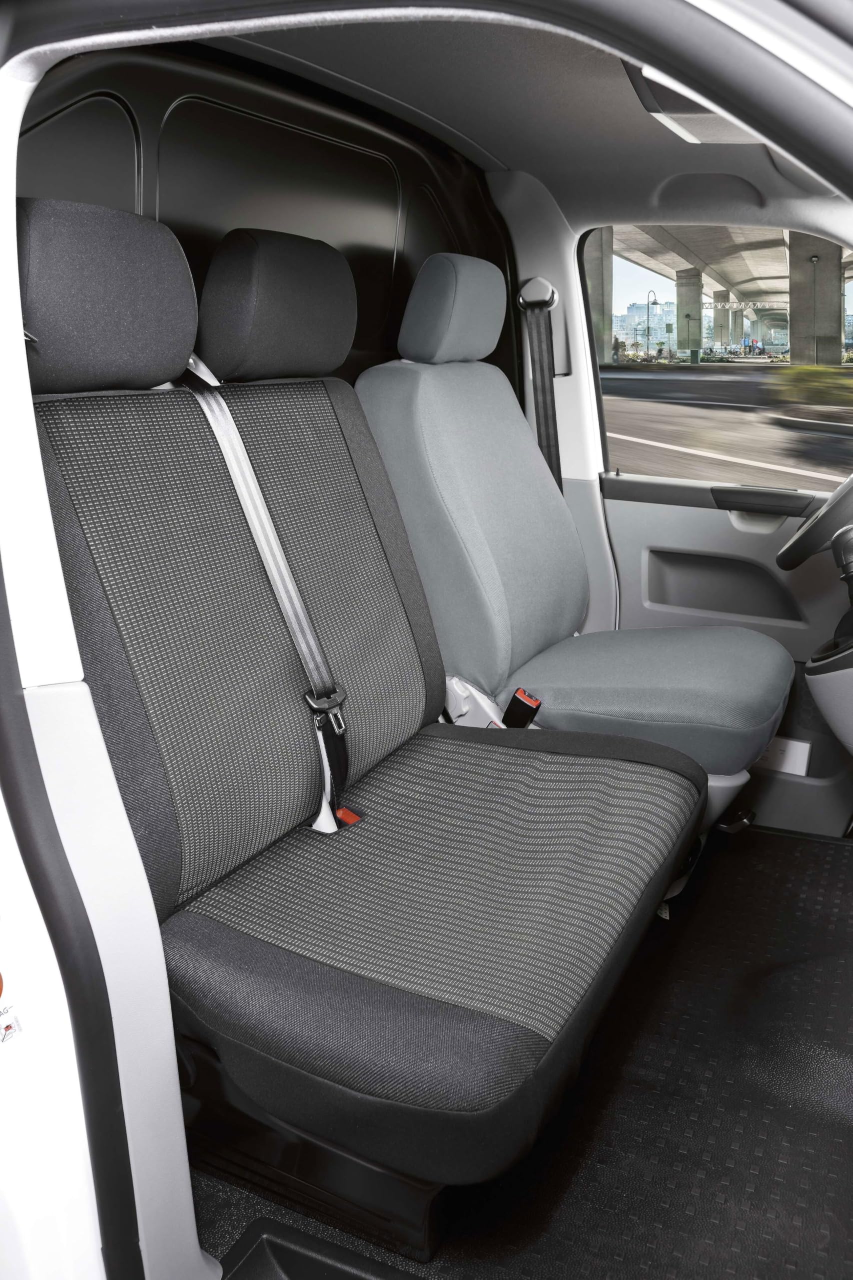 Walser Transporter Sitzbezüge Auto für Citroen Jumper II/Peugeot Boxer/FIAT Ducato, Doppelbank vorne Sitzbank teilbar (Aussparung Tisch), Sitzbezüge aus Premium Jacquard, Sitzauflagen Van von Walser
