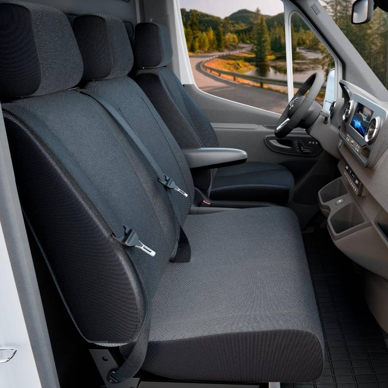 Walser Transporter Sitzbezüge Auto für Opel Vivaro, Renault Traffic, Einzel/Doppelbank, Auto Sitzbezüge aus Stoff Sitzschoner Auto, Auto Sitzauflagen Set für Van von Walser