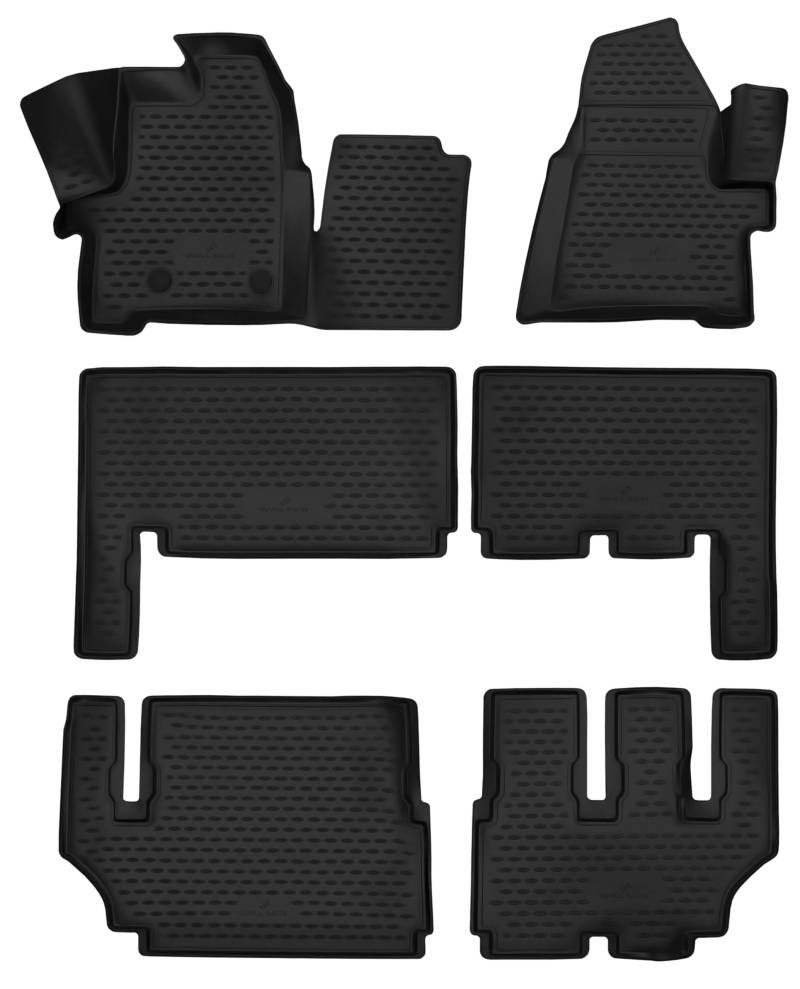 Walser XTR Gummi Fussmatten Auto für Ford Tourneo Custom Bus (F3), 8 Sitzer 2012 - Facelift 2017, 100% passgenaue Auto Fußmatten, robuste Universal Fußmatte Auto, Gummimatten Auto von Walser