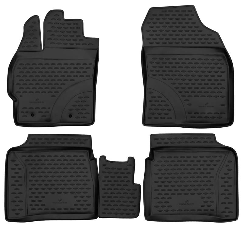 Walser XTR Gummi Fussmatten Auto für Toyota Prius (W3) 2008-2016, 100% passgenaue Auto Fußmatten, robuste Universal Fußmatte Auto, Gummimatten Auto, Auto Fussmatten Gummi, Auto Gummimatten von Walser
