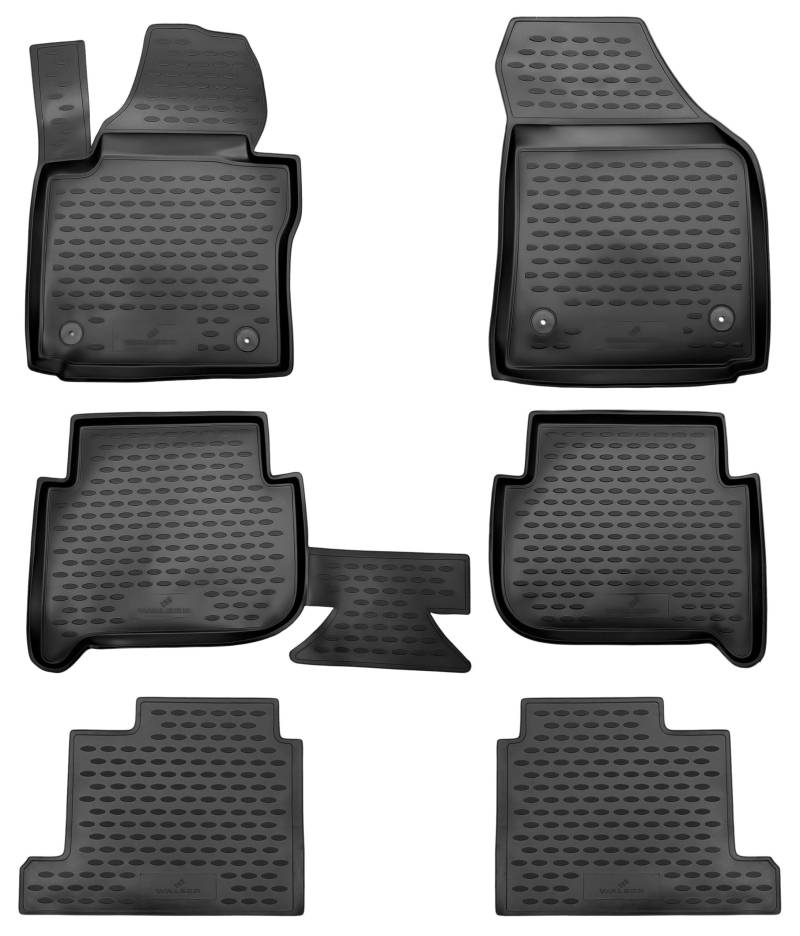Walser XTR Gummi Fussmatten Auto für VW Touran I, II, 7 Sitze, 2003-2015, 100% passgenaue Auto Fußmatten, robuste Universal Fußmatte Auto, Gummimatten Auto, Auto Fussmatten Gummi von Walser