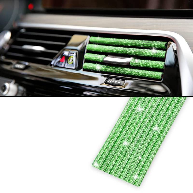 10 Stück 20cm Auto Luftauslass Zierstreifen mit Strasssteinen,Glitzer Auto Lüftungsschlitz Dekoration,Auto Styling Lüftungsgitter Zierleiste,DIY Auto Zubehör Innenausstattung Streifen,Grün von Wambere