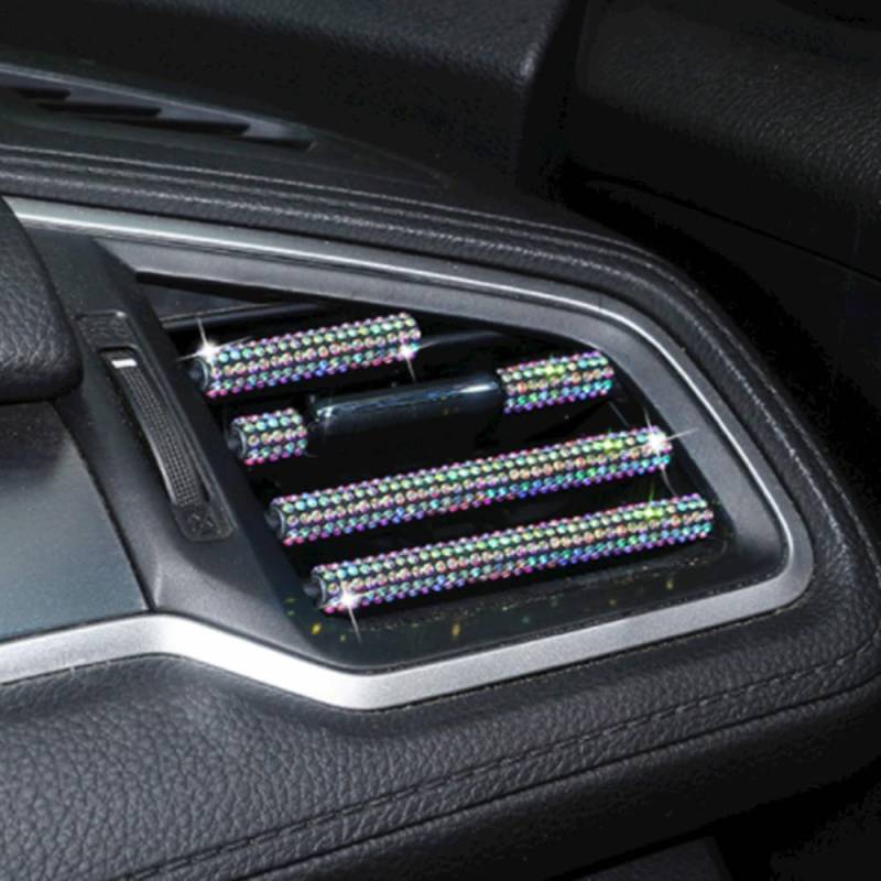2 Stück 20cm Auto Luftauslass Zierstreifen mit Strasssteinen,Glitzer Auto Lüftungsschlitz Dekoration,Auto Styling Lüftungsgitter Zierleiste,DIY Auto Zubehör Innenausstattung Streifen,Buntes A von Wambere