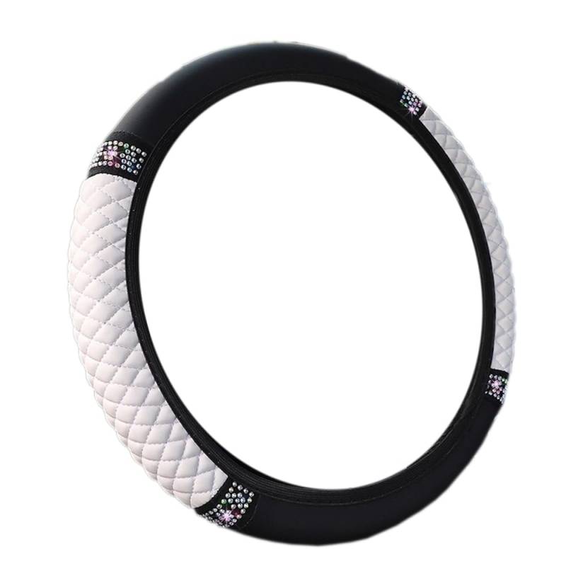 Lenkradbezug Auto,Lenkradbezug Leder,Universal weich bequem Steering Lenkradschoner für Auto Zubehör,Diamant-Lenkradabdeckung Lenkradhülle Sommer Winter Autozubehör Innenraum 37-38cm Weiß von Wambere