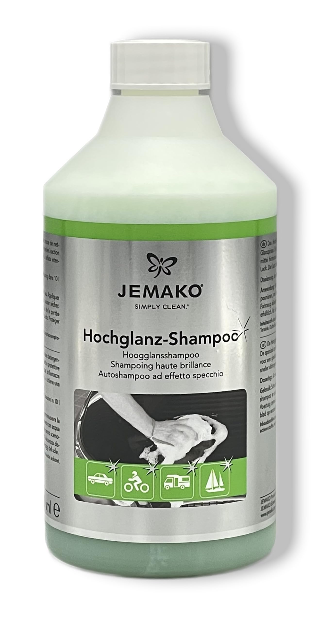 Jemako Hochglanz Shampoo 500ml Auto Motorrad Caravan Wohnwagen Schiff Konzentrat Reinigung und Hochglanz für Lack Jemako Hochglanz Shampoo 500ml Auto Motorrad Caravan Wohnwagen Schiff Konzentrat Reinigung und Hochglanz für Lack von Wandbreite