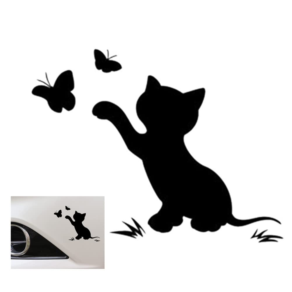 Autoaufkleber Autosticker Decal Aufkleber Sticker，Lustige Katze Schmetterling Auto Aufkleber Niedlich Auto Aufkleber Cartoon Auto Dekorative Aufkleber PET Auto Aufkleber Dekoration(Schwarz) von Wanfoou