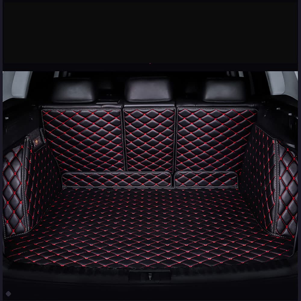 Auto Voll Umgeben Kofferraummatten Leder Kofferraumwanne Liner Tray, für Mercedes Benz A-Class W177 A35 A45 S AMG 4MATIC 2019-2021 Auto Kofferraum Schutzmatte Interieur Zubehör,Black red Style von WangSiwe