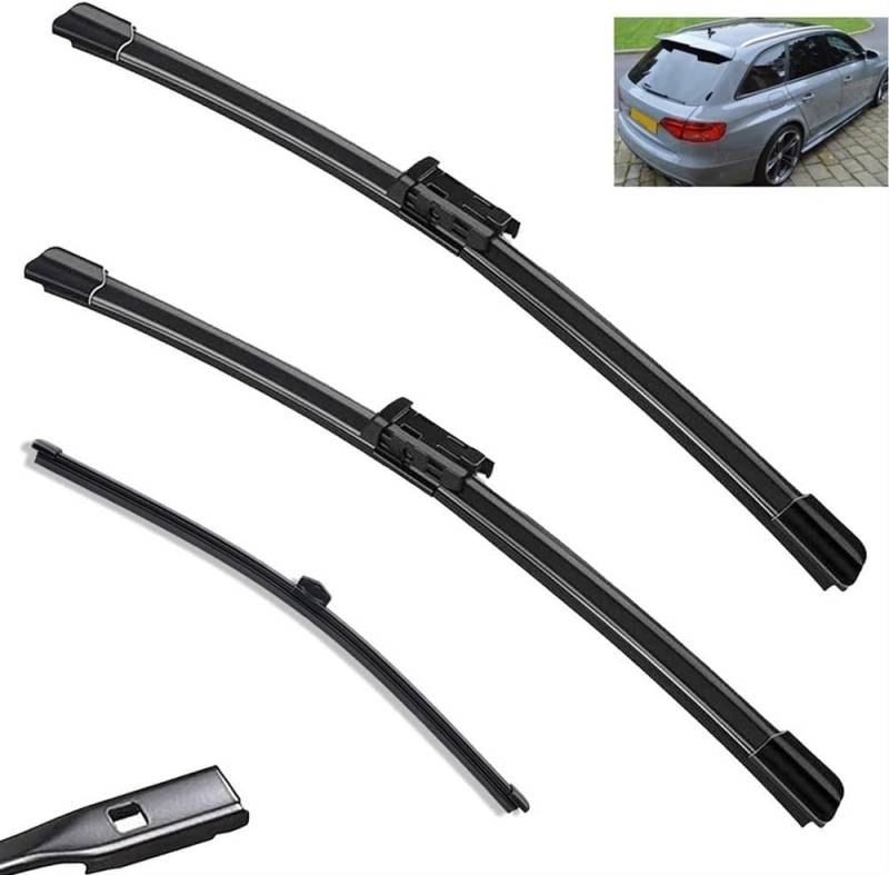 Scheibenwischer Kompatibel für Audi A4 B8 2009-2016 24"+20"+16", Wischerblätter Vorne + Hinten, Set Frontscheibenwischer und heckscheibenwischer, Auto Scheibenwischer Zubehör von WangjunF