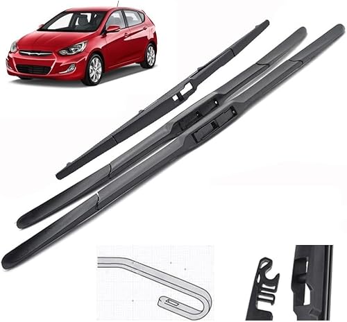 Scheibenwischer Kompatibel für Hyundai Accent RB Hatchback 2011-2018 26"+16"+11", Wischerblätter Vorne + Hinten, Set Frontscheibenwischer und heckscheibenwischer, Auto Scheibenwischer Zubehör von WangjunF
