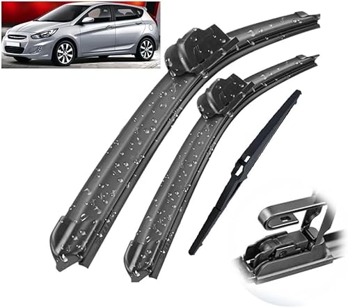 Scheibenwischer Kompatibel für Hyundai Solaris RB Hatchback 2010-2017 26"16"11", Wischerblätter Vorne + Hinten, Set Frontscheibenwischer und heckscheibenwischer, Auto Scheibenwischer Zubehör von WangjunF