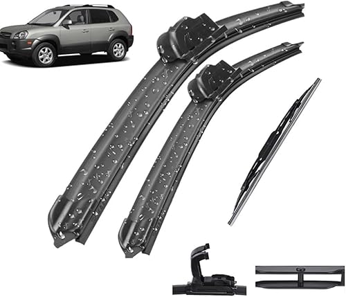 Scheibenwischer Kompatibel für Hyundai Tucson JM 2004-2009 24"+16"+13", Wischerblätter Vorne + Hinten, Set Frontscheibenwischer und heckscheibenwischer, Auto Scheibenwischer Zubehör von WangjunF