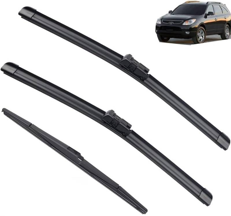 Scheibenwischer Kompatibel für Hyundai Veracruz IX55 24"20"14" 2006-2012, Wischerblätter Vorne + Hinten, Set Frontscheibenwischer und heckscheibenwischer, Auto Scheibenwischer Zubehör von WangjunF