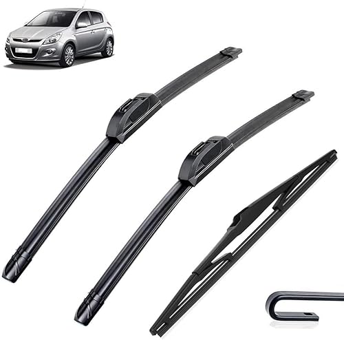 Scheibenwischer Kompatibel für Hyundai i20 PB 2008-2014 24"+16"+12", Wischerblätter Vorne + Hinten, Set Frontscheibenwischer und heckscheibenwischer, Auto Scheibenwischer Zubehör von WangjunF