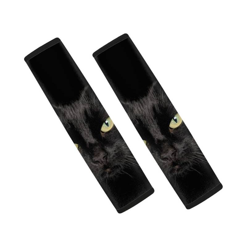 Wanyint Schwarze Katze Auto Sicherheitsgurtpolster 3D Tier Gesicht Augen Schulterkissen Sicherheitsgurtbezüge für Frauen Männer Erwachsene Kinder Schultergurt Schutz von Wanyint