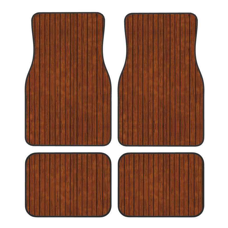 Braun Holz Muster Muster Auto Vorne und Hinten Fußmatten 4 Stück Universal Auto Fußmatten Auto Zubehör Geeignet für Limousine SUV von WapNo