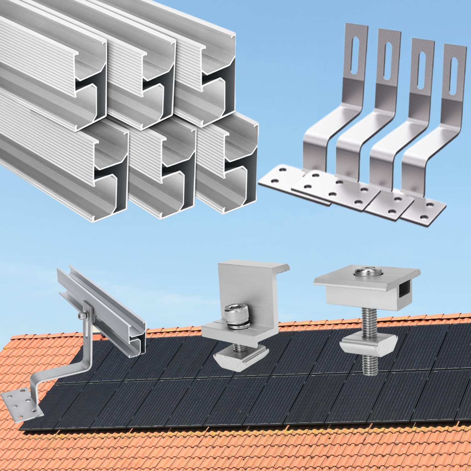 Solarmodul Halterung,Ziegeldach Solarpanel Halterung Dachhalterung für Aufachmontage Solar PV,Montageschiene Befestigungsschiene,PV Modul Halterung Montage 2 X Solarmodul 30mm Dicke Solarmodul Halterung,Ziegeldach Solarpanel Halterung Dachhalterung für Aufachmontage Solar PV,Montageschiene Befestigungsschiene,PV Modul Halterung Montage 2 X Solarmodul 30mm Dicke von Warmfay