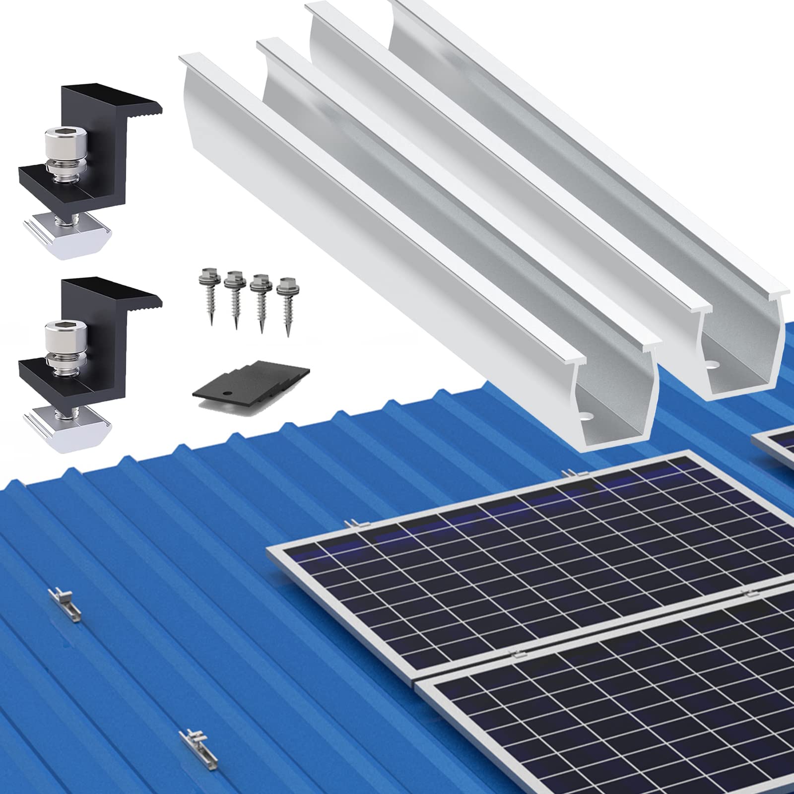 Solarmodul Halterung Befestigungssystem, Alu PV Modul Halterung mit 12CM Montageschiene und Befestigung Klemme für 1x Module 30mm Dicke, Solarpanel Halterung für Flachdach Trapezblech Blechdach Solarmodul Halterung Befestigungssystem, Alu PV Modul Halterung mit 12CM Montageschiene und Befestigung Klemme für 1x Module 30mm Dicke, Solarpanel Halterung für Flachdach Trapezblech Blechdach von Warmfay