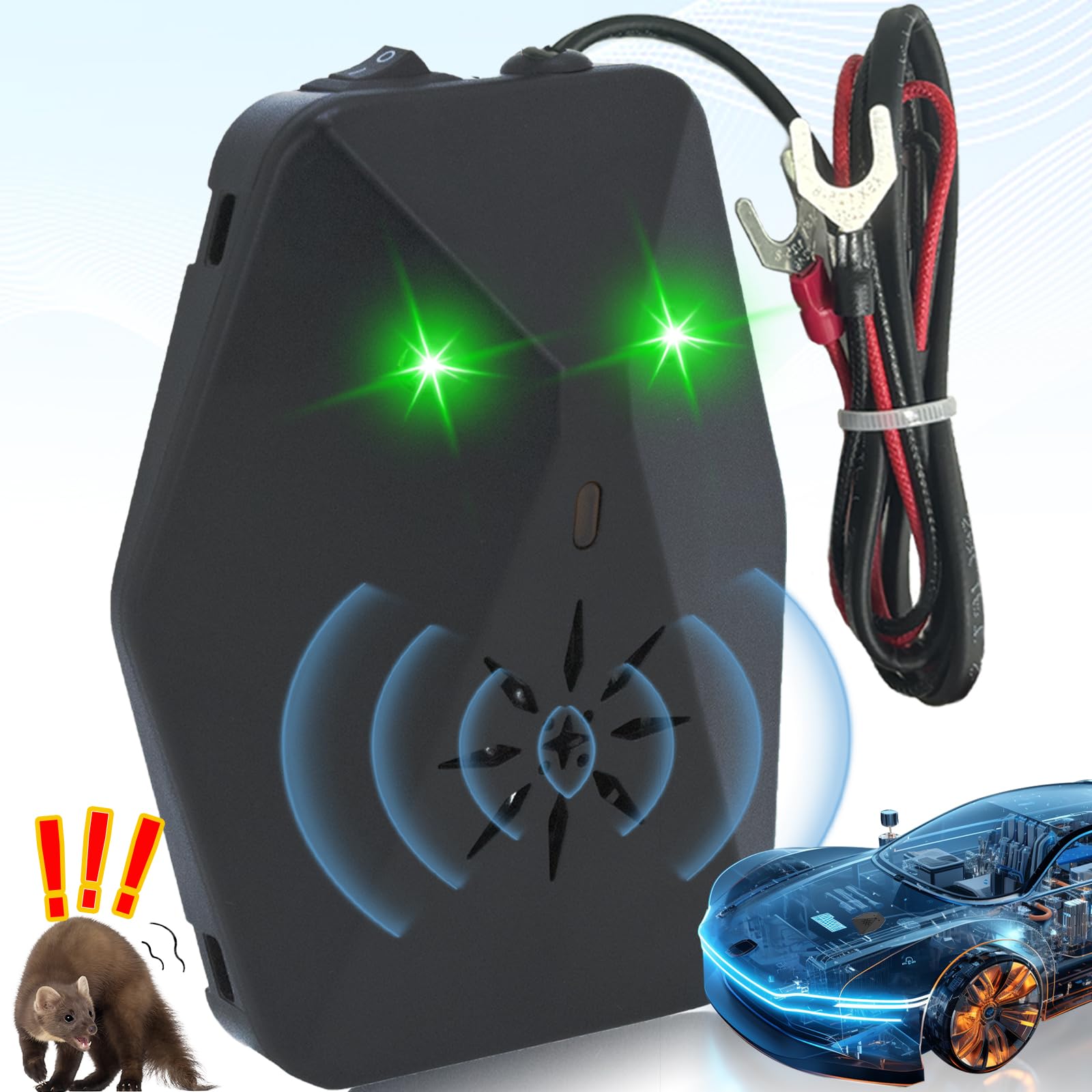 Warmfay Marderschreck Auto - 2 Modi mit Multifrequenz-Ultraschall und Blitzlicht - Effiziente Langzeit Marderabwehr - 12V Autobatterie Anschließen - Automatische Marderabwehrgerät für Motorräume Warmfay Marderschreck Auto - 2 Modi mit Multifrequenz-Ultraschall und Blitzlicht - Effiziente Langzeit Marderabwehr - 12V Autobatterie Anschließen - Automatische Marderabwehrgerät für Motorräume von Warmfay