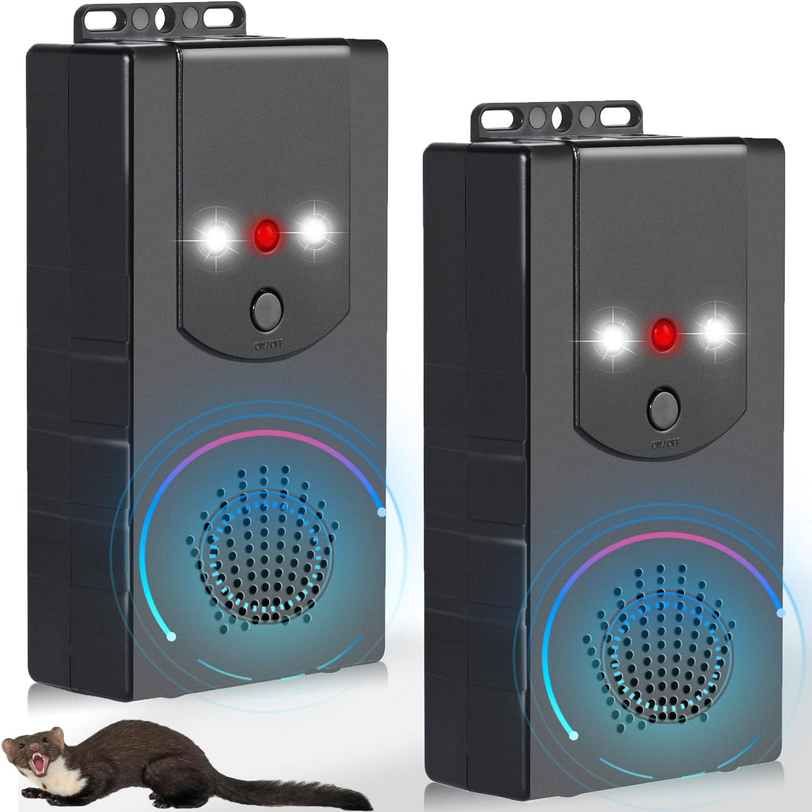 Warmfay Upgrade Marderschreck Auto mit Ultraschall & Blitzlicht, Anschluss an 12V Autobatterie, Batteriebetriebene oder USB-Betrieben, Effektive Marderabwehr für KFZ, Dachboden, Haus, Garage - 2 Stück Warmfay Upgrade Marderschreck Auto mit Ultraschall & Blitzlicht, Anschluss an 12V Autobatterie, Batteriebetriebene oder USB-Betrieben, Effektive Marderabwehr für KFZ, Dachboden, Haus, Garage - 2 Stück von Warmfay