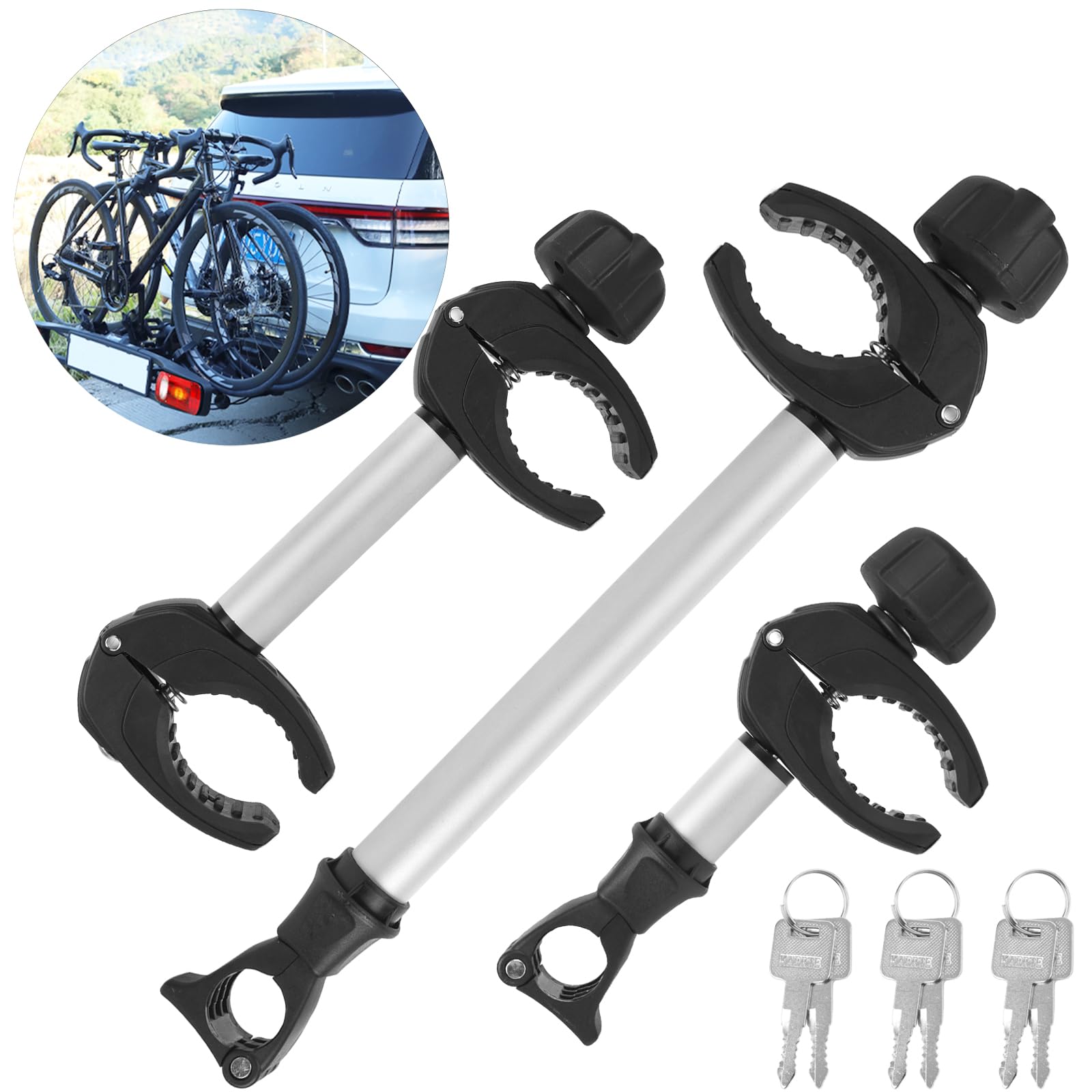 Warmfay Silber Rahmenhalter 3 Stück Lang 25CM + 32CM + 45CM, Abschließbar Ahrradrahmenhalter, für U-Bügelrohr: Ø 3,0 cm, Universal Ersatzhalter Fahrradträger für Alle Gängigen Heckträger Warmfay Silber Rahmenhalter 3 Stück Lang 25CM + 32CM + 45CM, Abschließbar Ahrradrahmenhalter, für U-Bügelrohr: Ø 3,0 cm, Universal Ersatzhalter Fahrradträger für Alle Gängigen Heckträger von Warmfay