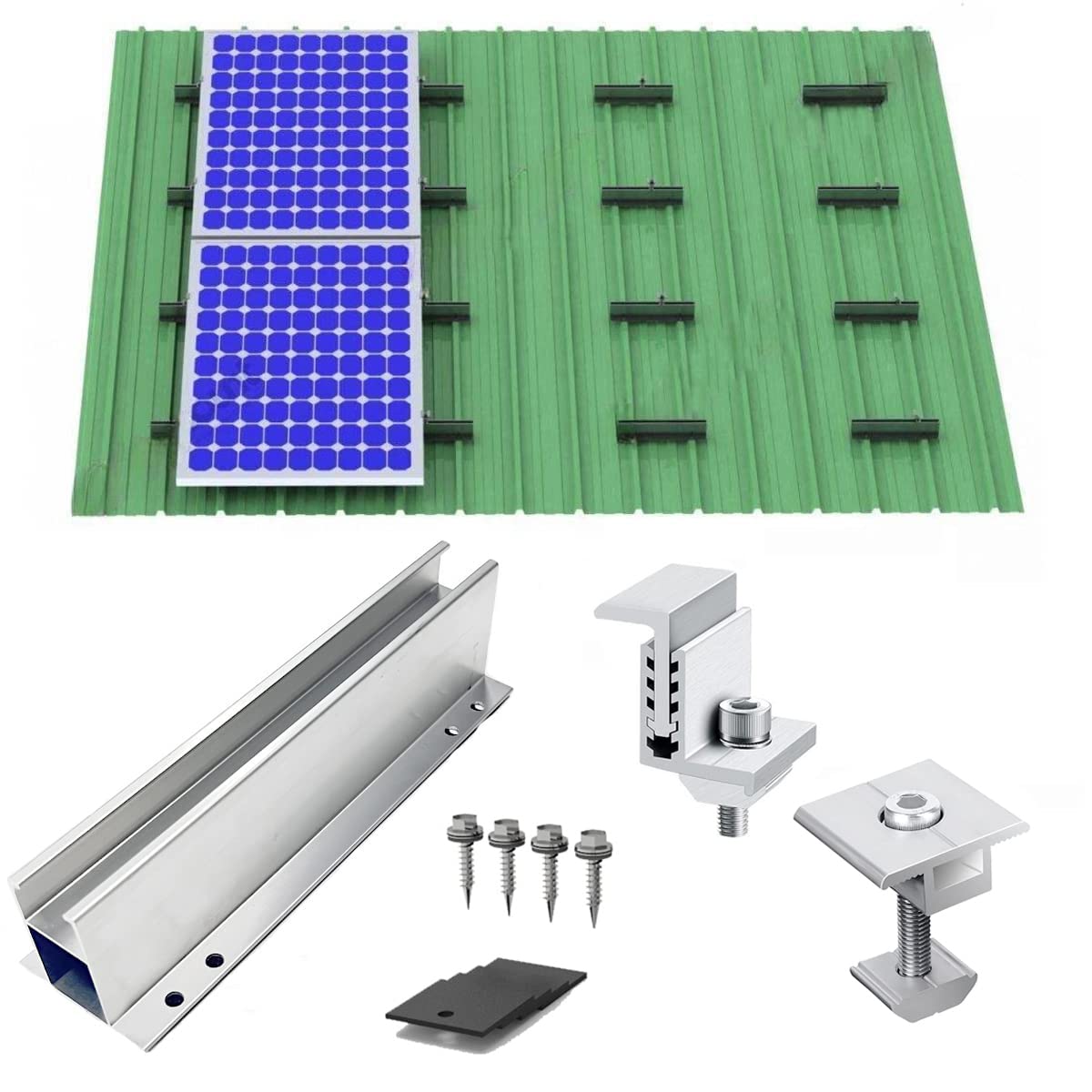 Warmfay Solarmodul Halterung Befestigungssystem, PV Modul Halterung mit 230MM Aluprofil und Einstellbar Klemme für 2X Solarmodul 30-35mm Dicke, Solarpanel Halterung für Blechdach Flachdach Trapezblech Warmfay Solarmodul Halterung Befestigungssystem, PV Modul Halterung mit 230MM Aluprofil und Einstellbar Klemme für 2X Solarmodul 30-35mm Dicke, Solarpanel Halterung für Blechdach Flachdach Trapezblech von Warmfay