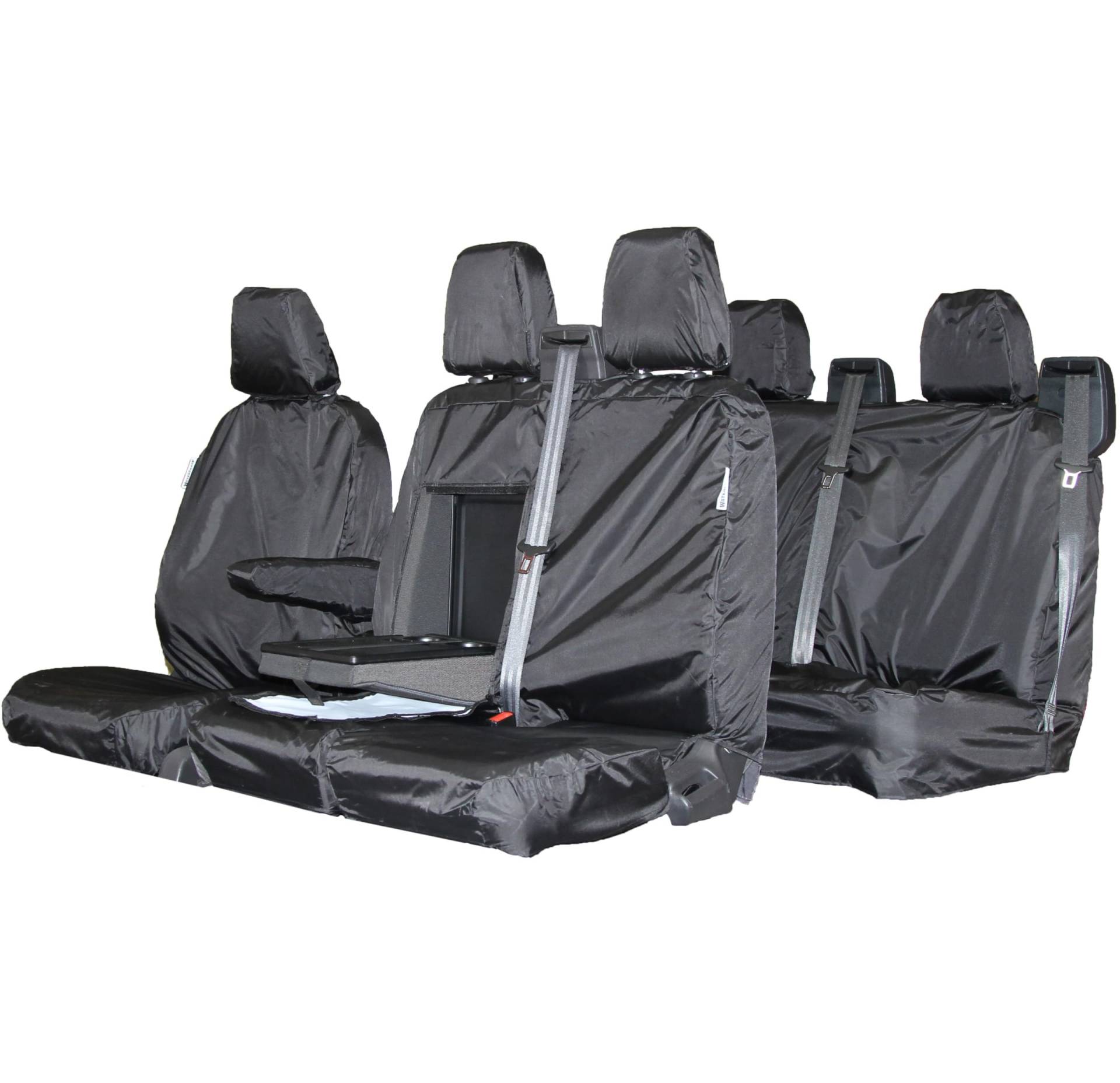Wasserdichte Sitzbezüge, kompatibel mit Ford Transit Custom Crew Cab vorne und hinten 2013-2023 von Waterproof Seat Cover Co
