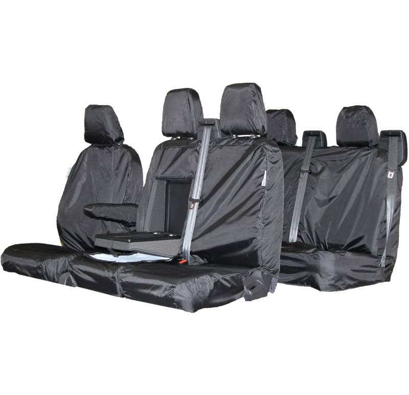 Wasserdichte Sitzbezüge, kompatibel mit Ford Transit Custom Crew Cab vorne und hinten 2013-2023 von Waterproof Seat Cover Co