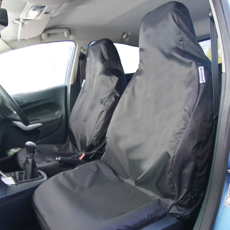 Wasserdichter Sitzbezug Co, vorne, 1 Paar, halbmaßgeschneidertes Autositzbezug-Set – strapazierfähig aus Polyester, für Lieferwagen, Schwarz von Waterproof Seat Cover Co