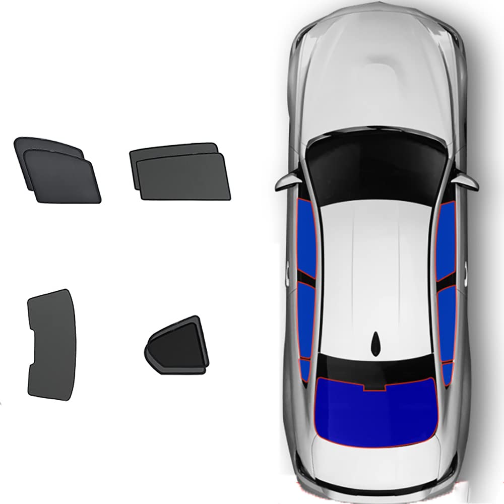Magnetkarte Auto-Seitenscheibe Seitenfenster, für Volvo XC60 2th Visier-Vorhang Abdeckung Isolierung Sonnenschutz Auto Zubehör,4-pieceset+Tailgate+2-piecetriangularwindow(7-pieceset) von Watsky