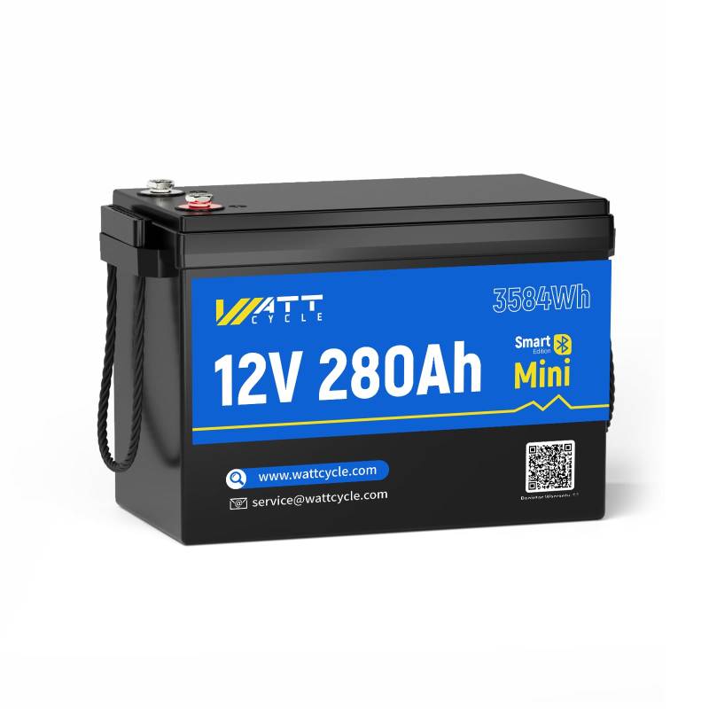 WattCycle 12V 280Ah LiFePO4 Lithium-Batterie, Mini-Format, Bluetooth, BMS 200A, EVE A+ Zellen, für Wohnmobile und Solarenergie von Wattcycle