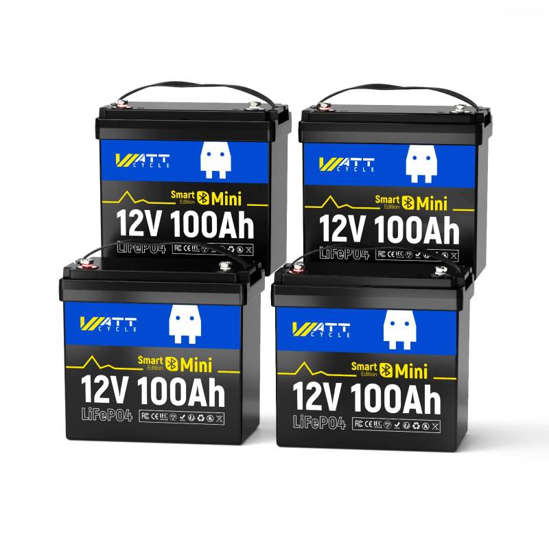 WattCycle LiFePO4 12V 100Ah Lithium Deep Cycle Batterie mit Bluetooth, 15000 Zyklen, Max. 1280W Leistung, 100A BMS, Tieftemperaturschutz, perfekter Ersatz Wohnmobil, Camping von Wattcycle