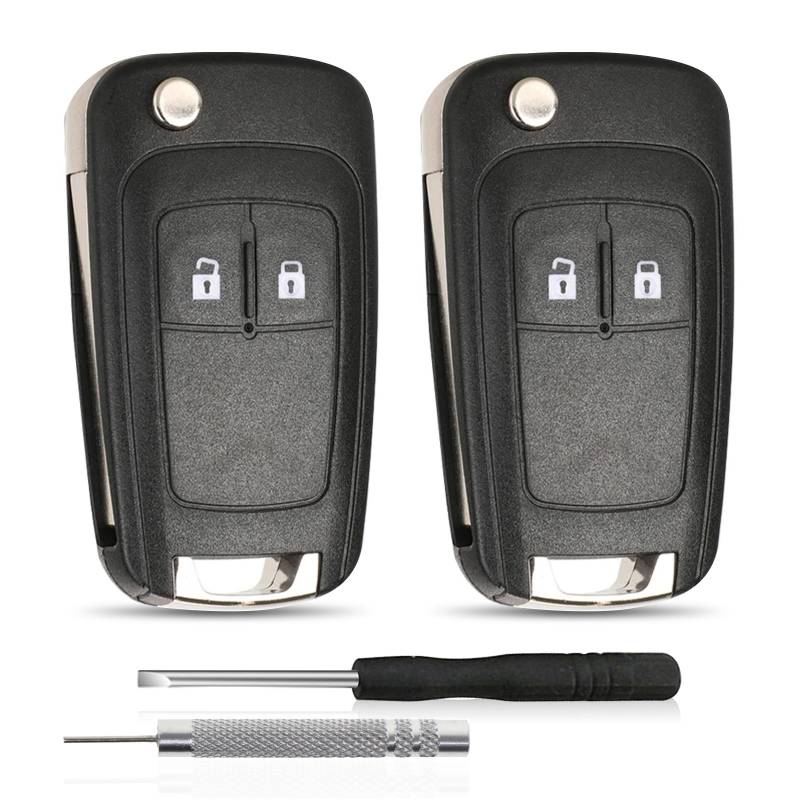 2 Stück Autoschlüssel Gehäuse für OPEL Aveo Matiz Cruze Captiva Spark Orlando Trax, Fernbedienung Auto Schlüsselgehäuse, Fernbedienung (2 Tasten) von Waymaytecy