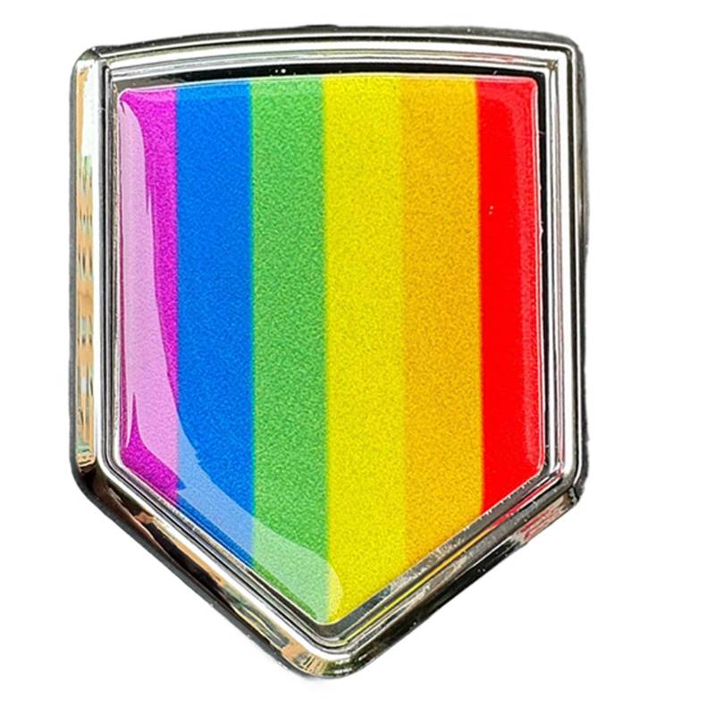 3D-Dreidimensionalregenbogenflaggenauto-Aufkleber, Regenbogenflaggenaufkleber, Außenauto-Abzeichen, starker Metallbau, einfache Anwendung, 1 Stück, Stoßfänger-Motorrad-LKW-Fensteranzeige von Wcybym