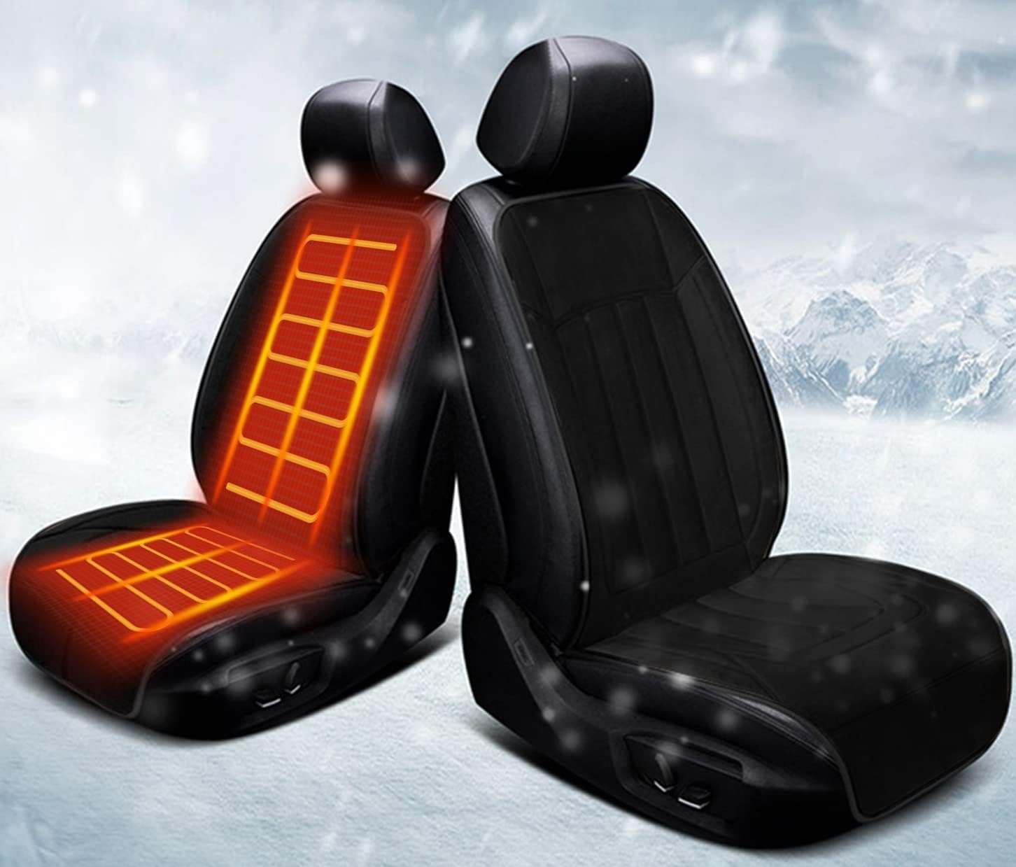 WeKit Auto Sitzkissen Warm SeatCover Winter Sitzkissen mit Anti-Rutsch-Boden für volle Rücken undSitz(Schwarz) von WeKit