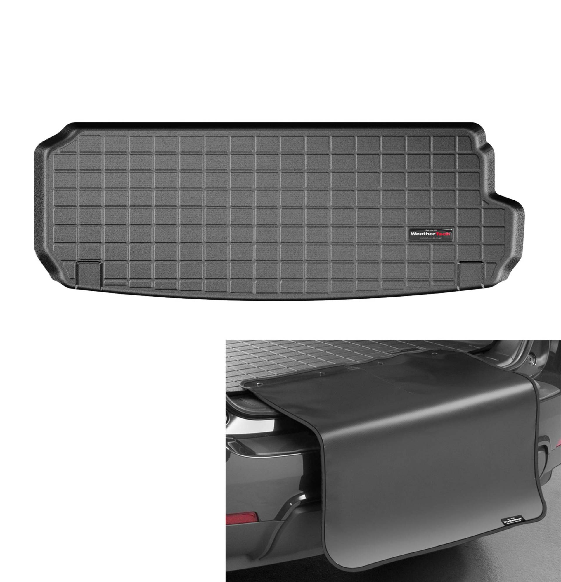 Kofferraumwanne +Stoßstangenschutz passend für Audi Q7 / SQ7 7-sitzer hinter der 3. Sitzreihe 2015-19 Schwarz Weathertech CargoLiner von WeatherTech