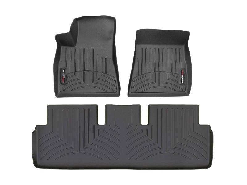 WeatherTech Passgenaue Auto Fußmatten Kompatibel mit Tesla Model 3 2017-22 | Schwarz|1. und 2. Reihe von WeatherTech