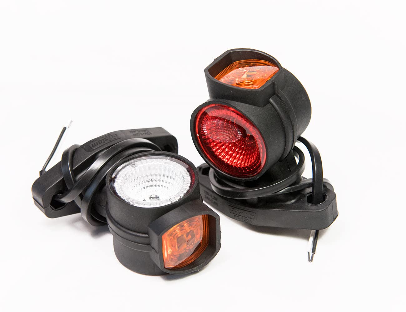 2 x LED Gummi Begrenzungsleuchte Seitenleuchte 12V 24V mit E-Prüfzeichen Positionsleuchte Auto LKW PKW Wohnwagen KFZ Lampe Leuchte Licht Weiß Rot Orange von Web Truck