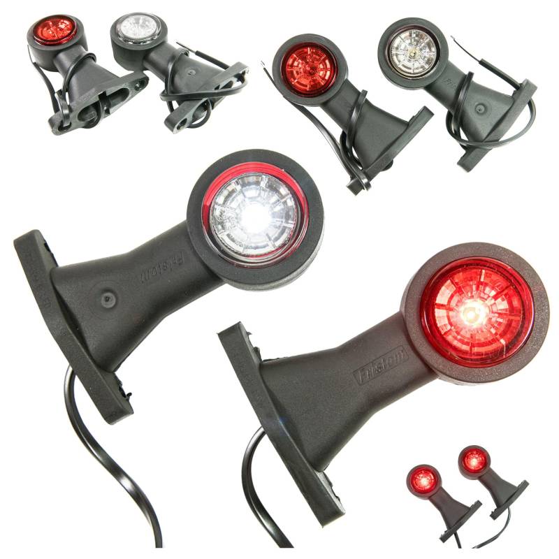 Web Truck 2 x LED Gummi Begrenzungsleuchte Seitenleuchte 12V 24V mit E-Prüfzeichen Positionsleuchte Auto LKW PKW Wohnwagen KFZ Lampe Leuchte Licht Weiß Rot lang von Web Truck