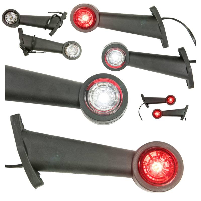 Web Truck 2 x LED Gummi Begrenzungsleuchte Seitenleuchte 12V 24V mit E-Prüfzeichen Positionsleuchte Auto LKW PKW Wohnwagen KFZ Lampe Leuchte Licht Weiß Rot schräg lang von Web Truck