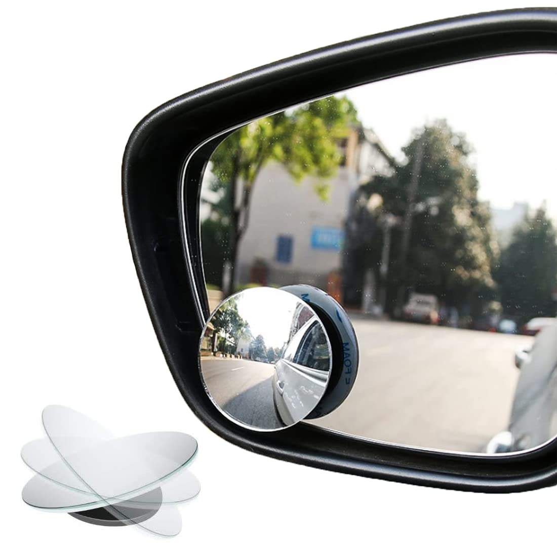 Toter-Winkel-Spiegel, runder 2-Zoll-Konvexspiegel aus HD-Glas, rahmenloser Außenspiegel mit verstellbarem Weitwinkelhebel für PKW, SUV und LKW, 2er-Pack von WeddHuis