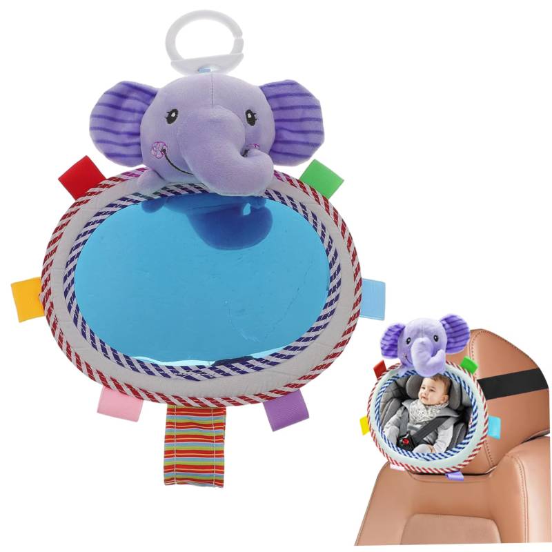 Babyautospiegel, hangbarer Elefant -Klang -Krippenspiegel mit Desktop -Unterstützung, farbenfrohes Entwicklungsneuergeborene für Babygeschenk entscheidend von Wedhapy