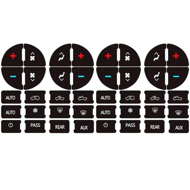Wedhapy AC-Armaturenbrett-Taste-Reparatur-Kit, 2 Sätze Selbstklebender Auto-Taste-Aufkleber, 20-Buttons Dash Reparaturkit von Wedhapy