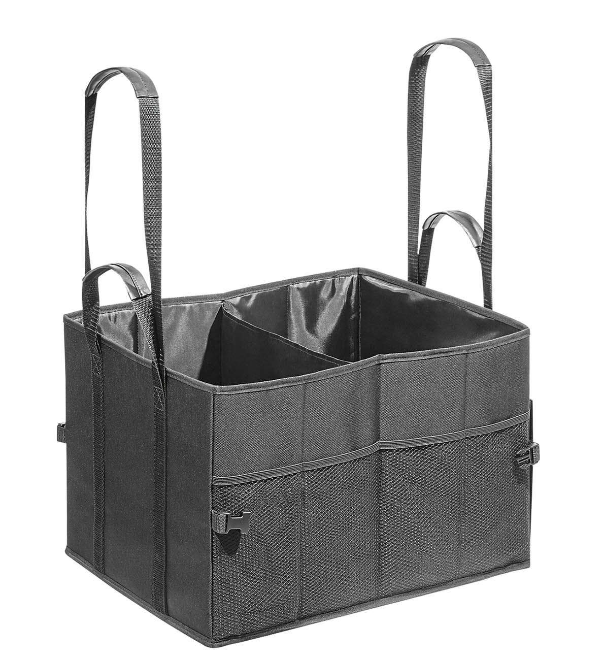 WEDO 582521 Kofferraumtasche Big Box Shopper (Größe L, Polyester, 45 x 35 x 30 cm, ca. 47,25 Liter Fassungsvermögen, Innen- und Außentaschen, Klettverschluss, faltbar, mind. 100 kg Traglast) schwarz von WEDO