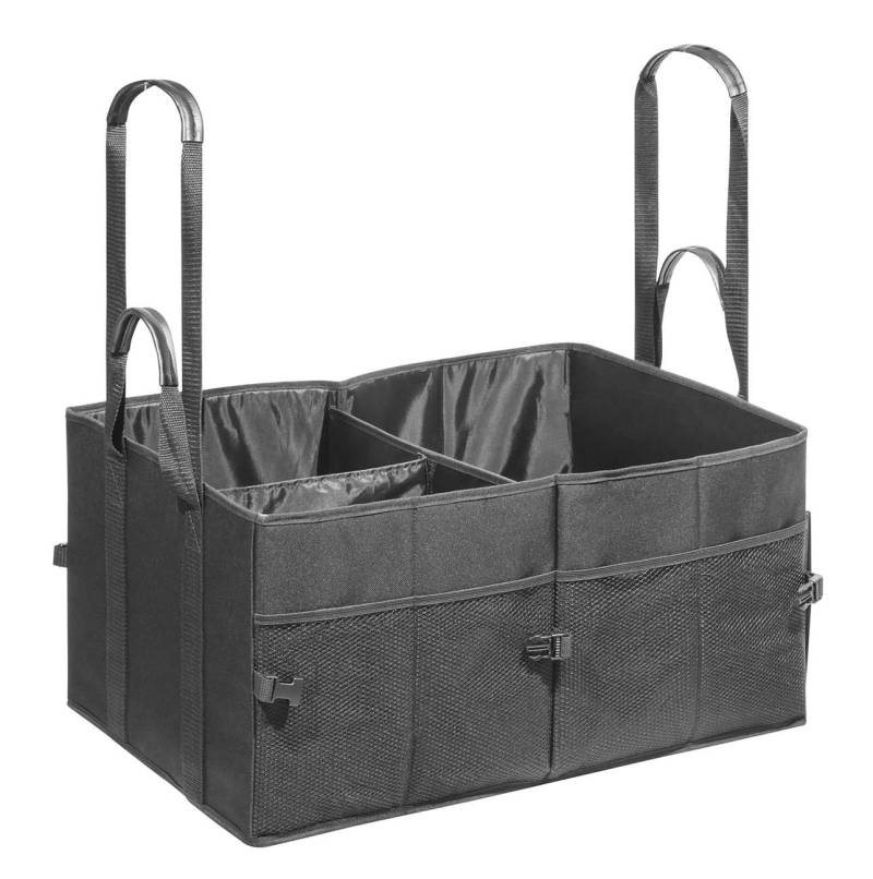 WEDO 582531 Kofferraumtasche Big Box Shopper (XL, Polyester, 60 x 40 x 30 cm, fasst ca. 72 Liter, Innen- & Außentaschen, Klettverschluss, Schnellverschluss, faltbar, mind. 100 kg Traglast) schwarz von WEDO